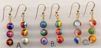 Millefiori, Three Bead, Traditional Dangles with Gold Crown Spacers